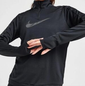 Nike Black Half-Zip Athletic Pullover with Thumbholes Size L